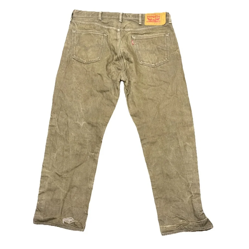 Levi's 501 White Oak Cone Green Denim Minimally Distressed Jeans‎